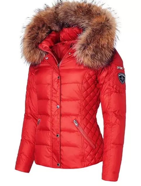 ROCKANDBLUE ZORA 63 cm- Krótka, ciepła kurtka puchowa na zimę o bardzo wąskim kroju z kapturem i kołnierzem z jenota