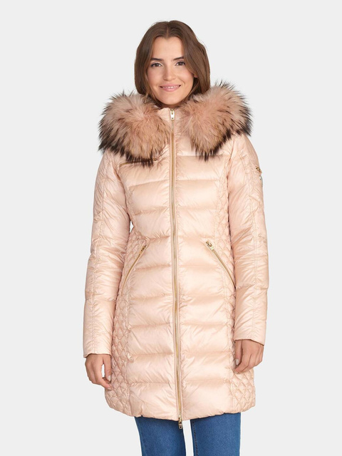 ROCKANDBLUE CIARA 90 cm - Damski puchowy płaszcz z kapturem o bardzo wąskim kroju