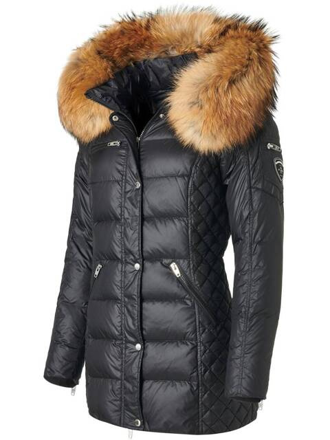 ROCKANDBLUE BEAM MID 75 cm - Kurtka puchowa o bardzo wąskim kroju z kapturem i kołnierzem z futra jenota