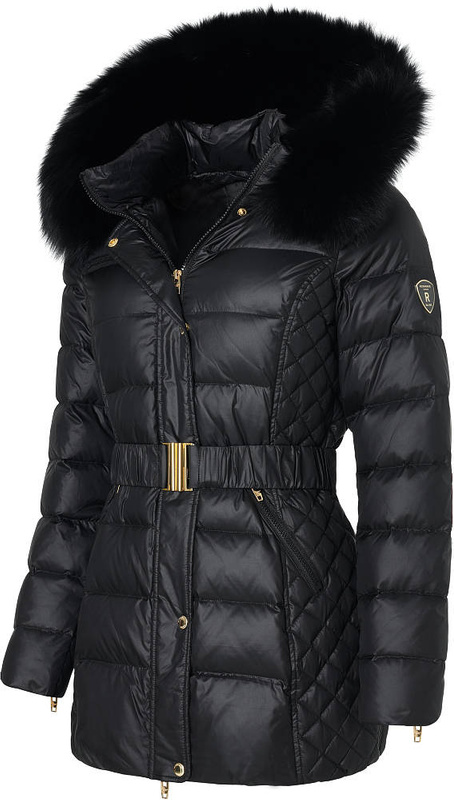 ROCKANDBLUE BEAM MID BELT FX 75 cm Czarna kurtka puchowa z kapturem