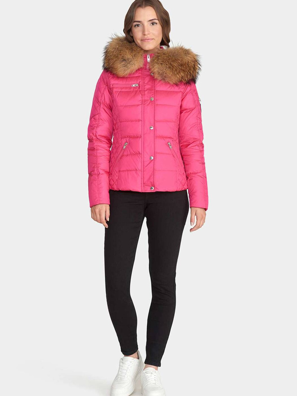 ROCKANDBLUE ZORA 63 cm- Krótka, ciepła kurtka puchowa na zimę o bardzo wąskim kroju z kapturem i kołnierzem z jenota