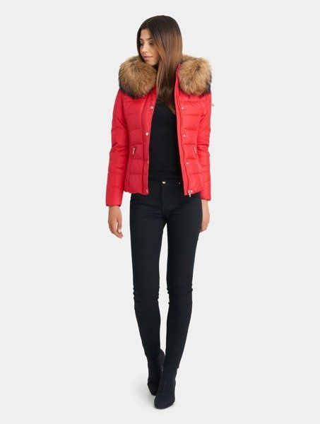 ROCKANDBLUE ZORA 63 cm- Krótka, ciepła kurtka puchowa na zimę o bardzo wąskim kroju z kapturem i kołnierzem z jenota
