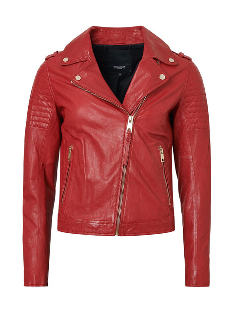 ROCKANDBLUE CINNAMON 55 cm - Damska kurtka skórzana typu ramoneska w kolorze czerwonym