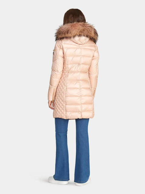 ROCKANDBLUE CIARA 90 cm - Damski puchowy płaszcz z kapturem o bardzo wąskim kroju